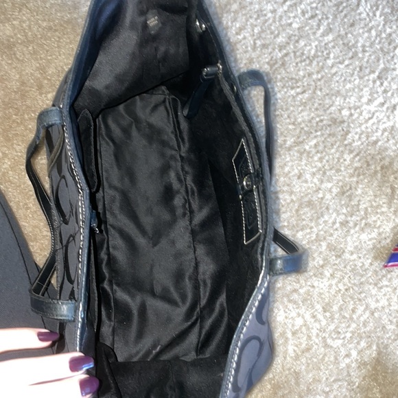 Coach Signature Stripe Tote Shoulder Bag - Picture 12 of 15